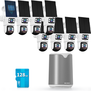 【Auto Tracking & 2-Way Audio】 Solar Powered PTZ Camera System, Wireless Outdoor Security Cameras, WiFi Home Video Surveillance Systems DVR Kits