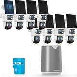 【Auto Tracking & 2-Way Audio】 Solar Powered PTZ Camera System, Wireless Outdoor Security Cameras, WiFi Home Video Surveillance Systems DVR Kits