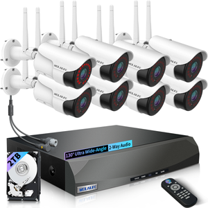 Sistema de cámaras de seguridad inalámbricas con detección de IA, 8 cámaras IP, visión nocturna, resistente al agua, audio bidireccional