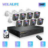 【Alerta visual con LED intermitentes】 Sistema de cámara de seguridad con cable para exteriores, sistemas de videovigilancia para el hogar, cámaras CCTV para el hogar
