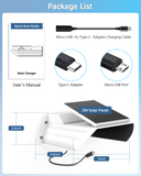 Low-Power Camera Solar Charging Mount, Solar Panel Charger Kit, Sun Rain Shield Cover, Type-C & Micro USB
