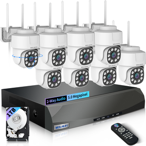 WEILAILIFE 【Zoom Digital PT de 360°, Audio Bidireccional】 Sistema de Cámaras de Seguridad Inalámbrica para Exteriores Cámaras de Seguridad PTZ para Interiores a Prueba de Agua Vigilancia de Video para el Hogar