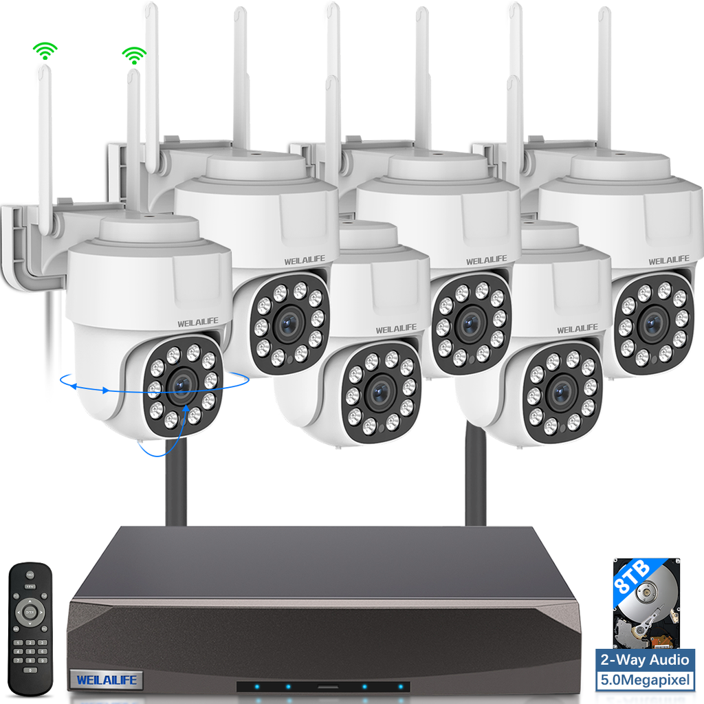 2-Way Audio Outdoor Wireless Security Camera System, 24 Hour