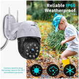 Home Outdoor PTZ Wireless Security Camera（1 Pack） Two Way Audio 3.0 Megapixel Pan Tilt WiFi Surveillance Dome Cam with Night Vision