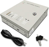 Load image into Gallery viewer, CCTV Power Supply 18 Channel Port Box,CCTV DC Distributed Power Box Supply Output AC to DC 12V 30A,AC Plug and Lock for Security Cameras, DVRs, IP Cameras, CCTV Cameras