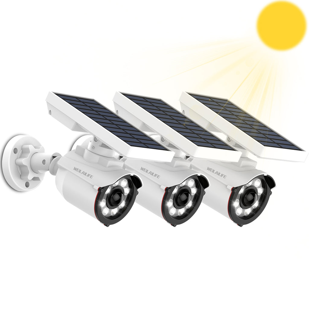 Luz Solar con Sensor de Movimiento para Exteriores (Paquete de 3), Proyector Solar de Seguridad Inalámbrico, 1800 Lúmenes, Reflectores LED para Jardín, Patio Trasero, Camino, Porche